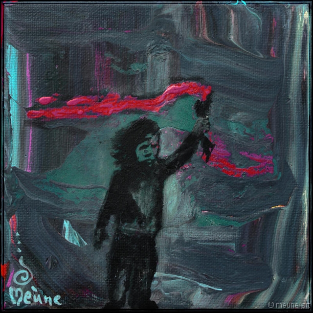 Schau hin... Acryl Misch-Fließtechnik auf Leinwand; 15 x 15 cm